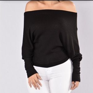 Fashion Nova Black Knit Off The Shoulder